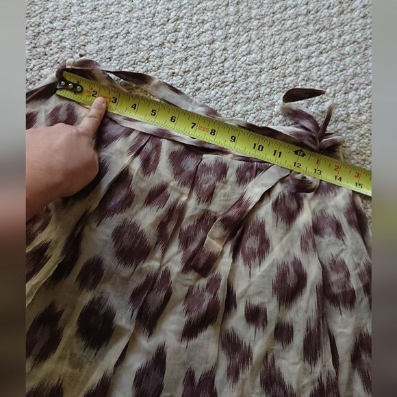 Lafayette 148 New York Brown Linen/Silk Blend Animal Print Skirt Size 8 - Picture 12 of 12